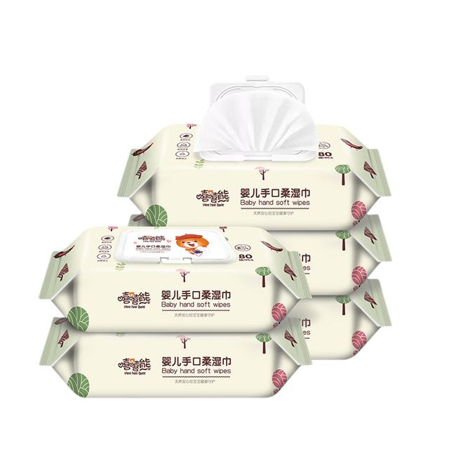 Hee hee Bear 嘻嘻熊 婴儿手口专用湿巾 80抽5大包