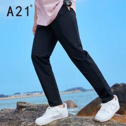 A21 夏季休闲裤 时尚休闲百搭撞色低腰小直筒长裤R492116019 黑色 29(175/72A)