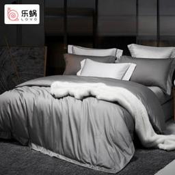 LOVO 乐蜗家纺 拉菲特 全棉缎纹床品四件套 灰色 1.8m