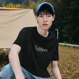 Cabbeen 卡宾 男装圆领短袖T恤logo印花时尚简约男女可穿2021春夏 A 漆黑11 50/175/L