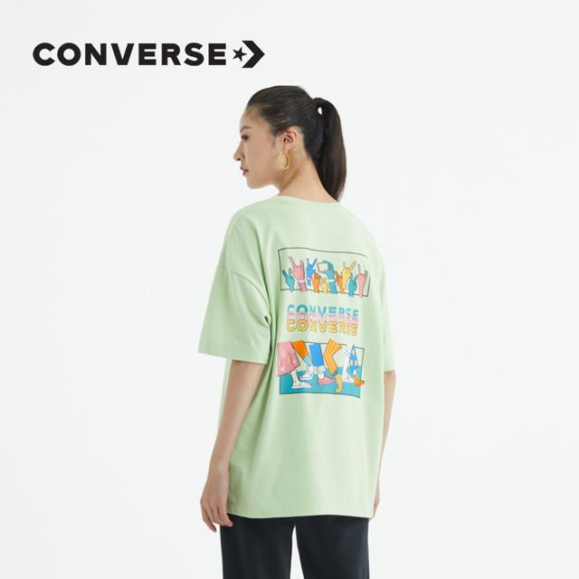 匡威（CONVERSE） 官方 潮流音乐节图案宽松短袖中长款T恤女10022776