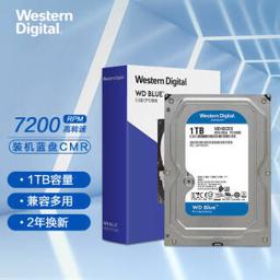Western Digital 西部数据 WD)蓝盘 1TB SATA6Gb/s 7200转64MB 台式机械硬盘(WD10EZEX) 
