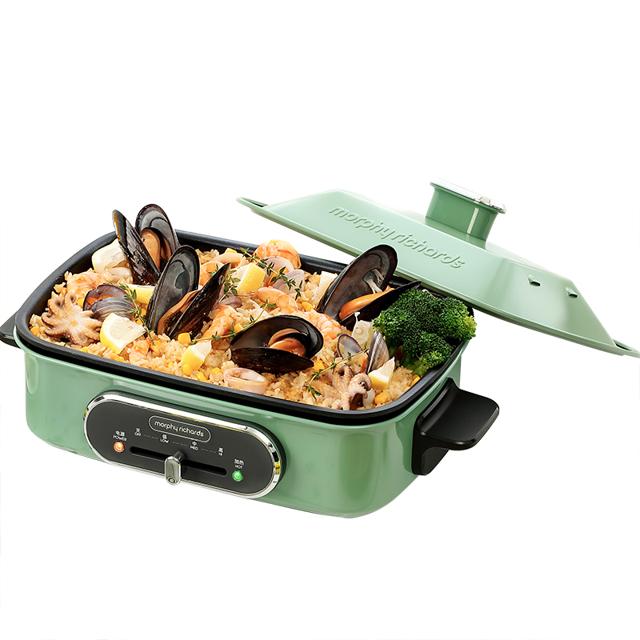 Morphy Richards 摩飞 英国摩飞多功能料理锅电烧烤肉锅炉网红锅一体家用蒸煮炒煎电火锅 
