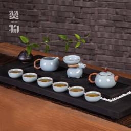 赞物 西施壶汝窑功夫茶具套装家用整套陶瓷手工开片可养礼盒装 