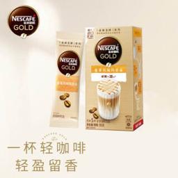 雀巢（Nestlé） Nestle）咖啡 金牌馆藏 香草玛奇朵风味 进口乳粉 减糖配方 速溶咖啡 冲调饮品 19g*5条