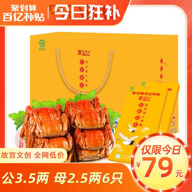 蟹友汇 阳澄湖大闸蟹螃蟹提货券 6只 