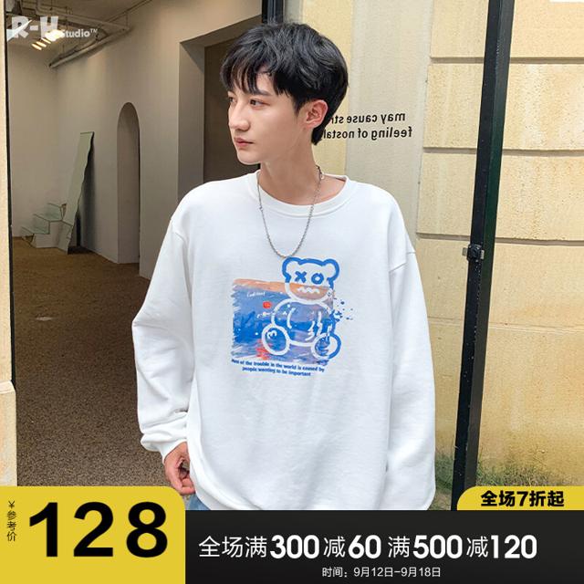 TONLION 唐狮 Radiohead秋季卫衣男宽松潮牌圆领棉质套头衫内搭时尚流行上衣帅