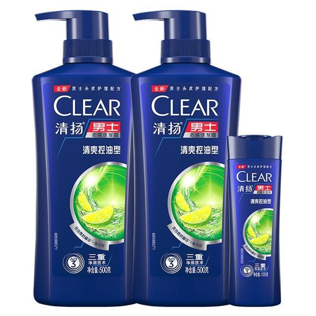 88VIP：清扬（CLEAR） 男士清爽控油型去屑洗发露（500ml*2+100g） 