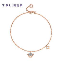 TSL 谢瑞麟 BA126 皇冠18K玫瑰金钻石手链 3分 19cm