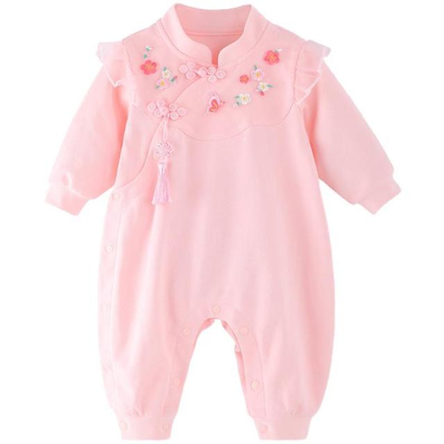 BOLAMB 宝然 婴儿拜年服满月服喜庆红色汉服中国风唐装薄款女宝宝过年衣服