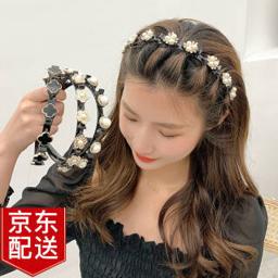 月随人 2021年新款网红编发发箍女刘海碎发神器发卡夹子懒人编织头箍发饰 编发发箍 金色花朵