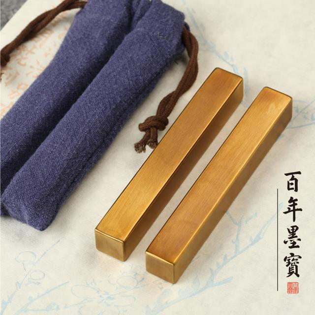 汉墨 白铁镇尺 10.5*1.2*1.2cm 2支 带绒带