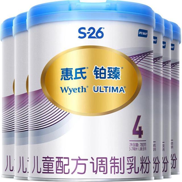 88VIP：Wyeth 惠氏 S-26铂臻 儿童成长配方奶粉 4段 780g*6罐