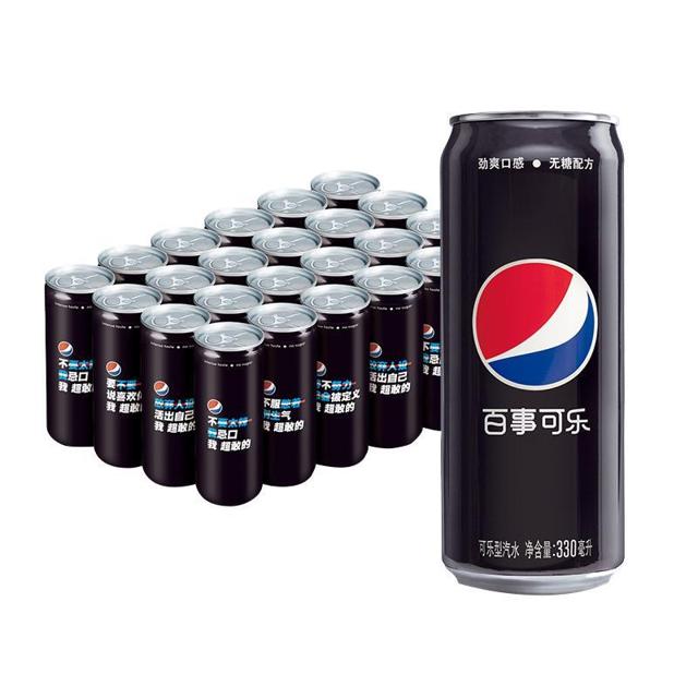 pepsi 百事 可乐无糖细长罐装整箱碳酸饮料汽水（包装随机发）330mL*24罐