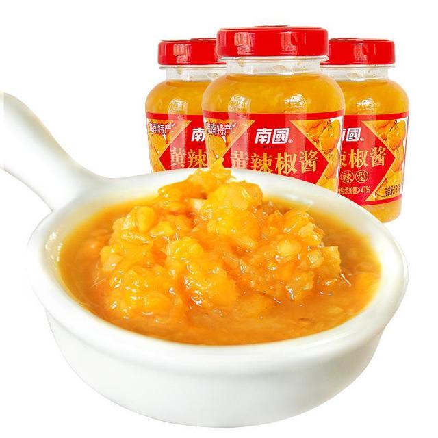 南国 海南特产0脂肪黄灯笼辣椒酱下饭拌面135gX3香辣剁椒蒜蓉酱料