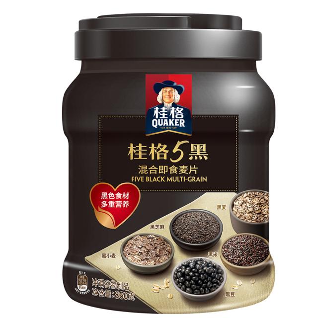 QUAKER 桂格 5黑5红5白混合即食燕麦片860g*1罐装饱腹早餐懒人速食健康