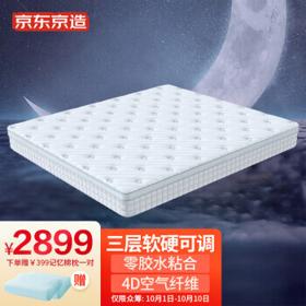 京东京造 软硬可调弹簧床垫 94%泰国乳胶 4D空气纤维记忆棉床垫 七区蜂窝独袋弹簧床垫 晚安地球奢配款1.8*2m