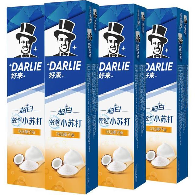 DARLIE 好来 原黑人)牙膏超白密泡小苏打140g*4支亮白牙齿去牙渍
