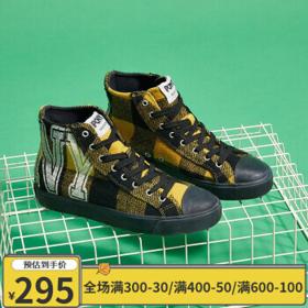PONY 波尼 帆布鞋波尼男女运动鞋经典高帮格子Shooter情侣休闲鞋94W1SH06 黄色（男） 43
