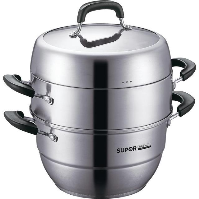 SUPOR 苏泊尔 蒸锅304不锈钢三层加厚多功能家用大容量电磁炉通用蒸煮