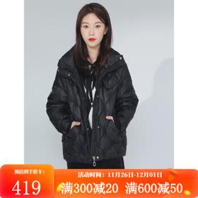 Smen诗萌羽绒服女冬季新款保暖纯色通勤百搭外套女 黑色 S