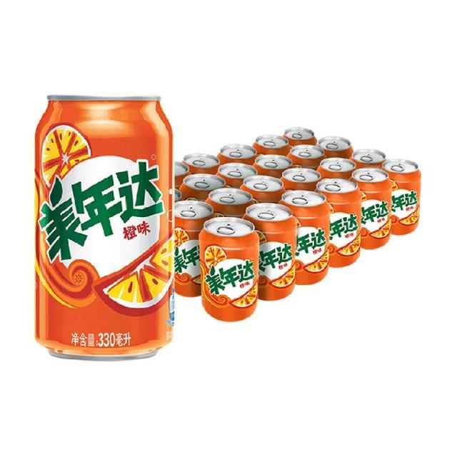 88VIP：MIRINARA 美年达 橙味碳酸汽水 330ml*24罐