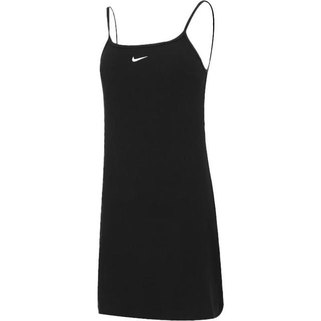 NIKE 耐克 吊带连衣裙女2022冬季新款长款黑色裙子罗纹背心裙DM6231