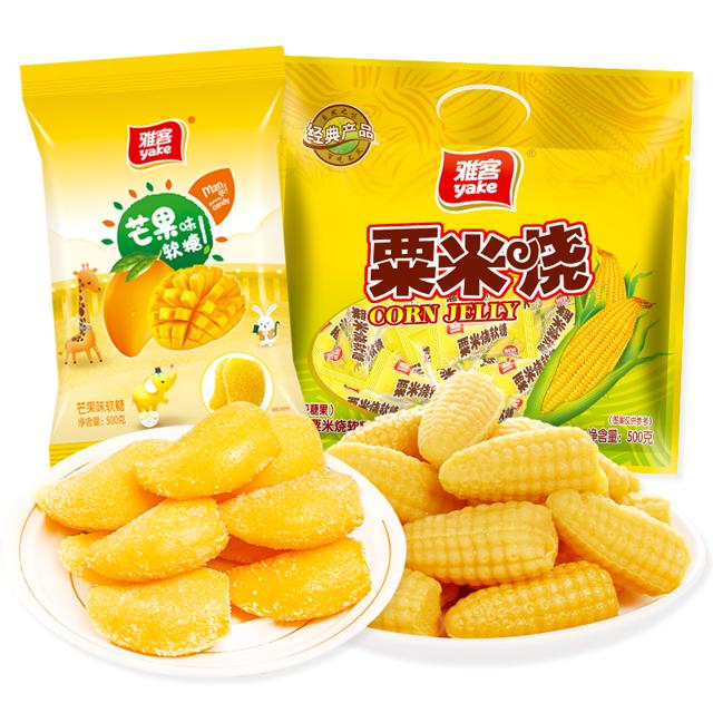 雅客旗舰店 粟米烧玉米味芒果味软糖500g