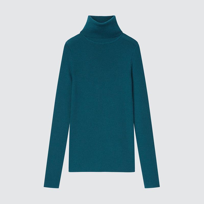 UNIQLO 优衣库 女装精纺美利奴罗纹两翻领针织毛衣428860/439154