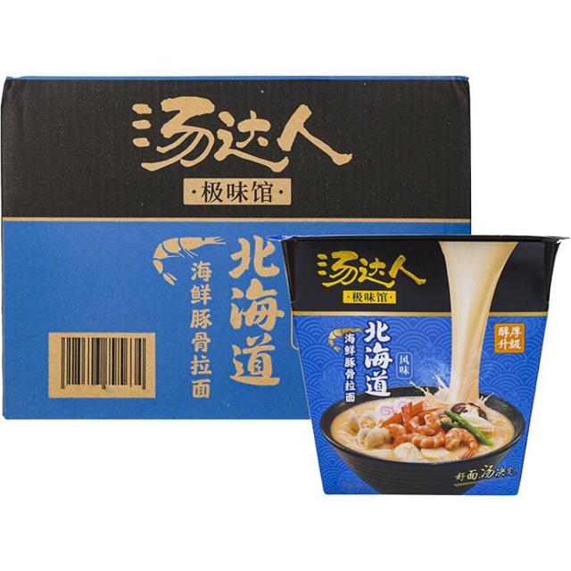 汤达人 统一 汤达人极味馆北海道海鲜豚骨拉面 方便面 整箱装96g*6碗