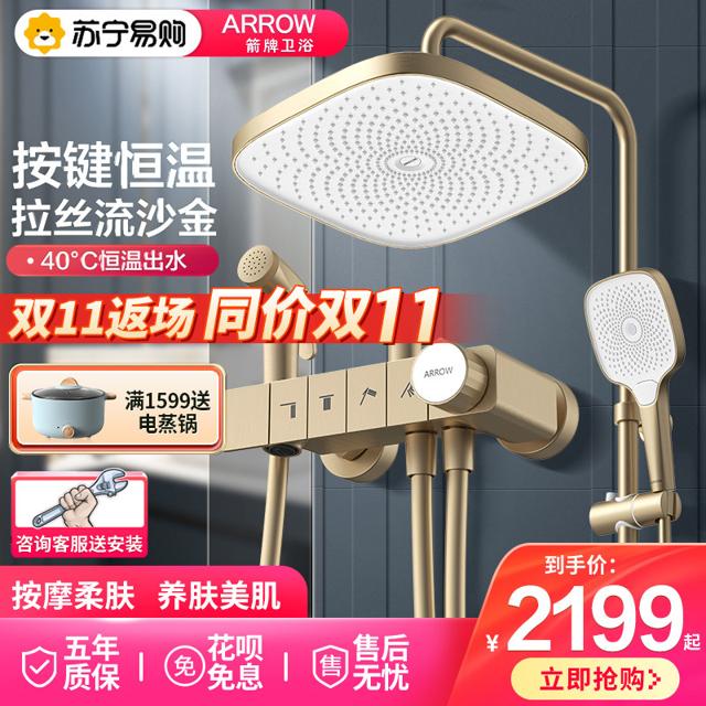 ARROW 箭牌卫浴 1652 钢琴按键冷热花洒套装 B款 月光白