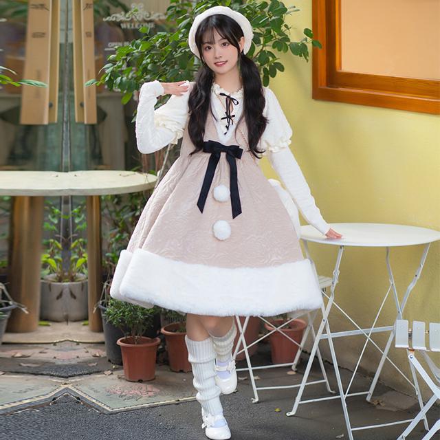with puji 噗叽 Lolita洛丽塔 漫雪 女士长袖背心连衣裙 Q21282