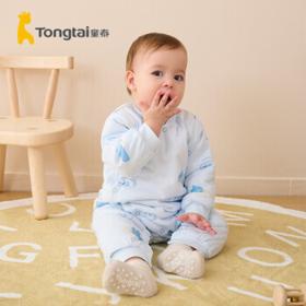 Tongtai 童泰 秋冬1-18个月婴幼儿宝宝夹棉偏开棉哈衣连体衣棉衣 蓝色 73cm