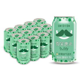 pepsi 百事 bubly微笑趣泡苹果味气泡水汽水 无糖 0糖0卡0脂 330ml*12罐整箱 百事可乐出品