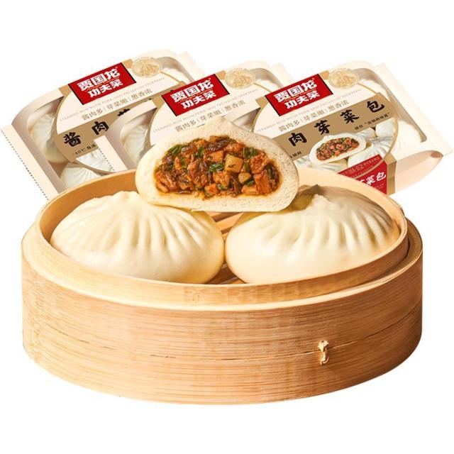 贾国龙功夫菜酱肉芽菜包早餐面点加热即食酱肉芽菜包420g*3