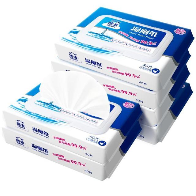 Hygienix 洁云 湿厕纸可冲水40片×6包清洁湿巾可入马桶新老包装随机发货