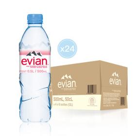 PLUS会员：evian 依云 矿泉水 500ml*24瓶 整箱装