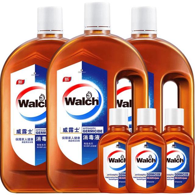 Walch 威露士 包邮 威露士高效消毒液消毒水1Lx3瓶+便携60ml*3支家居玩具杀菌