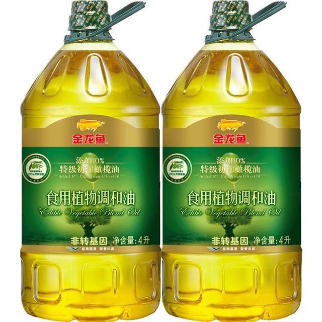 金龙鱼 添加10%特级初榨橄榄调和油4L*2桶食用油