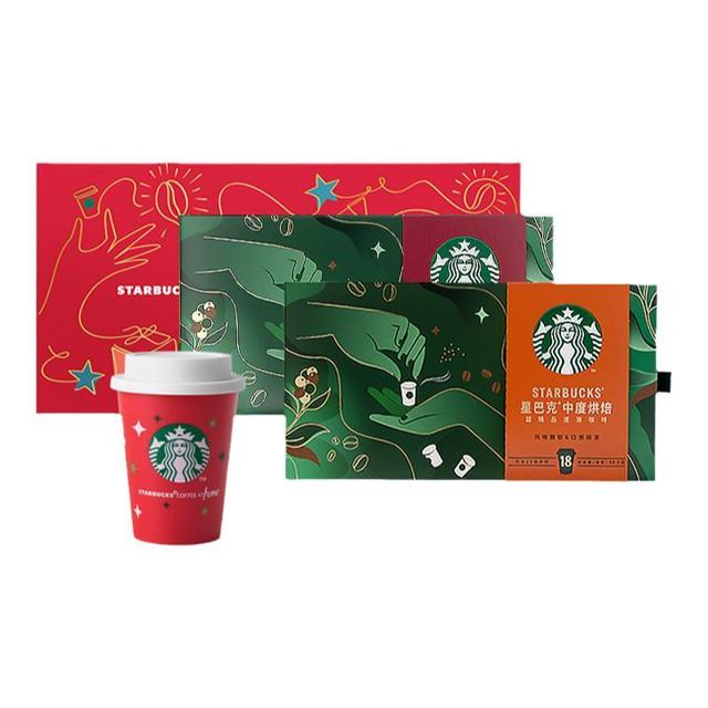 STARBUCKS 星巴克 随星杯节日限定礼盒速溶黑咖啡经典美式36杯