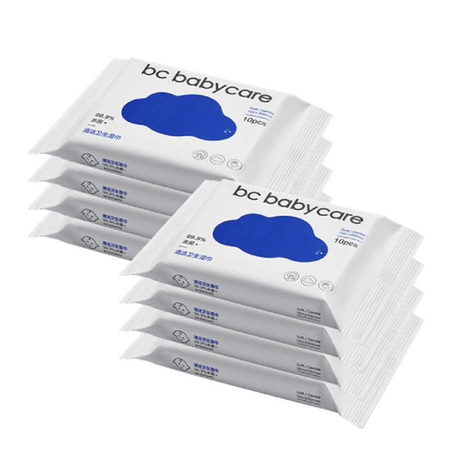 babycare 杀菌消毒湿巾成人系列非酒精湿纸小包随身便携装10抽*8包