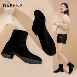 DAPHNE 达芙妮 达芙DAPHNE 粗跟加绒女鞋 