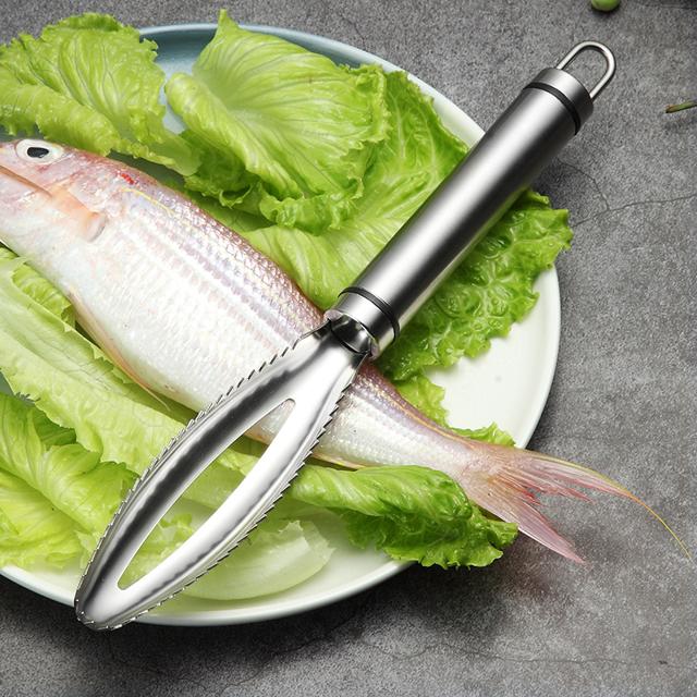 沃德百惠 304不锈钢加厚鱼鳞刨刮鳞器家用手动去鱼鳞神器厨房杀鱼刷刀工具