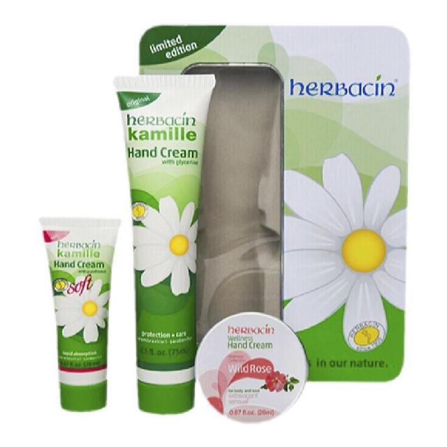 herbacin 贺本清 情人节礼物小甘菊经典3件套滋养护手霜礼盒保湿滋润德国伴手礼