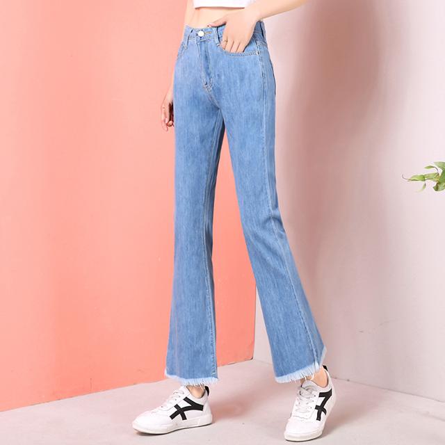 夏季薄款牛仔喇叭裤女 