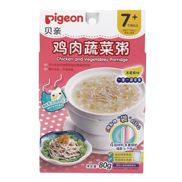 Pigeon 贝亲 婴儿辅食粥宝宝儿童即食蔬菜鸡肉粥营养米糊7-36个月
