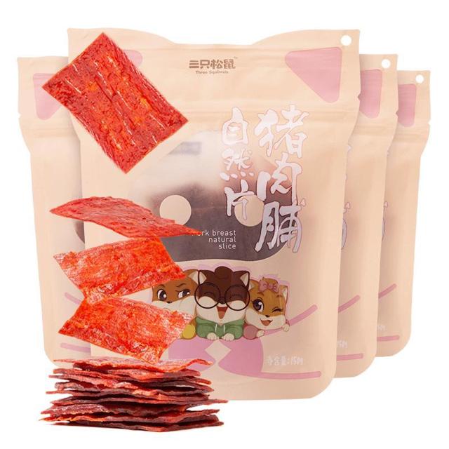 三只松鼠 猪肉脯150gx4袋肉脯自然片小吃熟食靖江特产