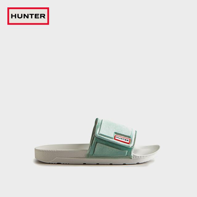 Hunter Boots Hunter英国女鞋2022春夏季新款丝绒拖鞋大魔术贴EVA大底拖鞋凉拖