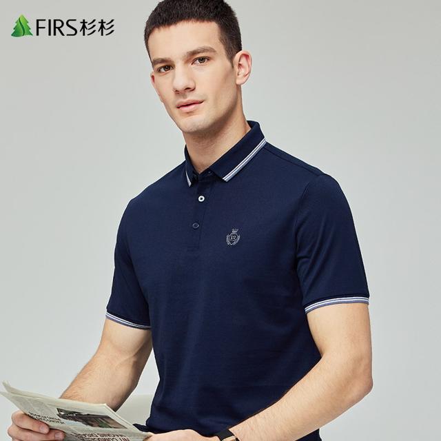 FIRS 杉杉 FT6412TM554 男装短袖刺绣纯色polo衫