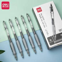 得力（deli） 33599 按动中性笔 黑色 0.5mm 12支装